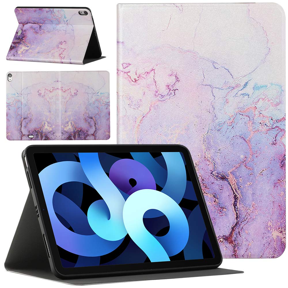 Pudazvi iPad Air 5th/4th Generation Case (2022/2020 Model) - Ultra Slim Protective Cover with Multi-Angle Stand & Auto Wake/Sleep for iPad Air 10.9 Inch - Marble Purple | Perfect for Work, Study & Entertainment