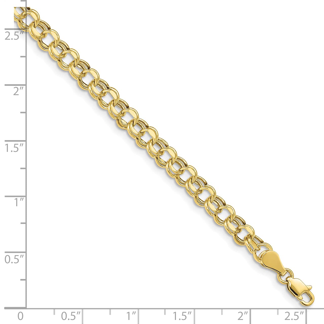Lex & Lu 10k Yellow Gold Lite 5mm Double Link Charm Bracelet for Women - Elegant Layered Jewelry Gift for Birthday, Anniversary & Special Occasions