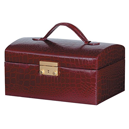 Luxury Faux Crocodile Leather Jewelry Box - Burgundy Red Gift Box for Women | Perfect for Jewelry Storage, Travel & Home Decor
