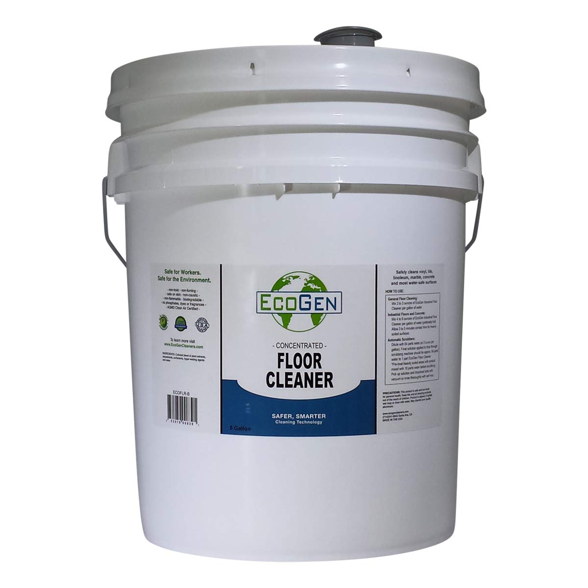 EcoGen ECOFLR-B Commercial Floor Cleaner Concentrate, 5 Gallon Bucket – Heavy-Duty Cleaning for Warehouses, Hospitals & Schools