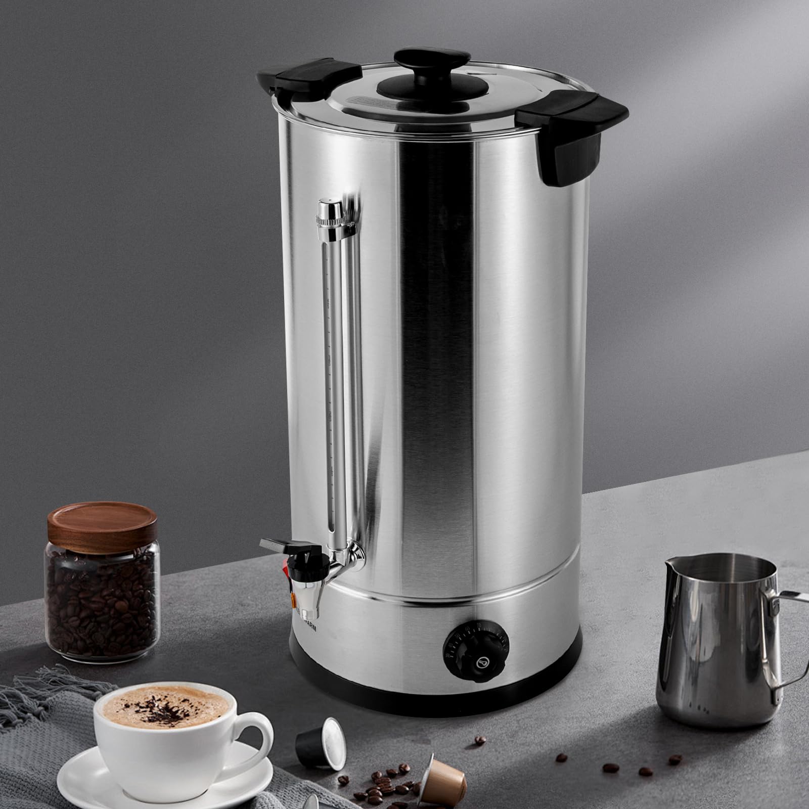 25L/6.6gal Commercial Electric Tea Urn Coffee Maker - 1.4kW Automatic Hot Water Boiler & Percolator - Large Capacity Coffee Pot & Electric Kettle for Cafes, Home, Office, Parties - Perfect for Catering, Events & Bulk Beverage Serving