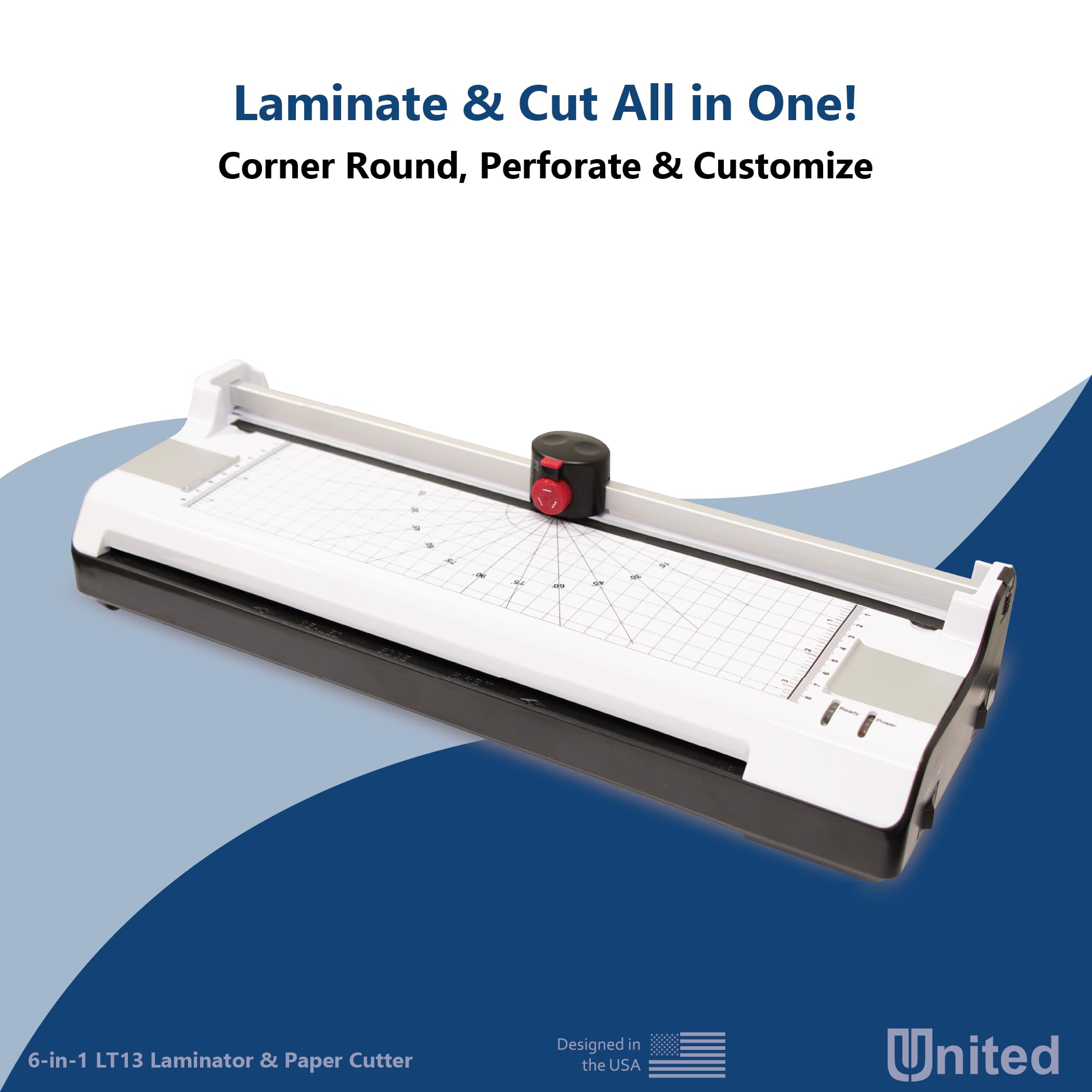 United Office Products LT13 6-in-1 Thermal & Cold Laminator Machine with Paper Trimmer & Corner Rounder - 13 Inch Wide for Home, Office, School - Perfect for DIY Projects, Photo Preservation, Classroom Materials & Document Protection