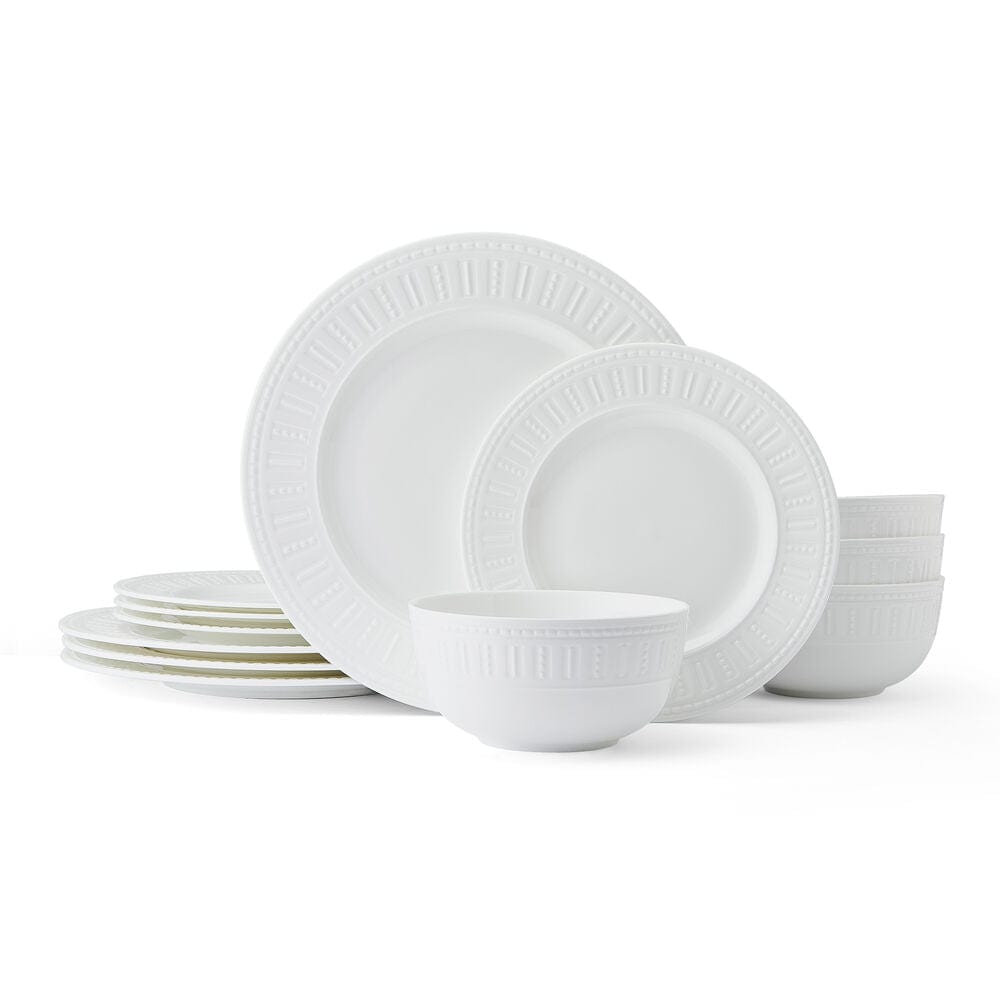 Premium 12-Piece Dinnerware Set for 4 - Elegant Porcelain Plates, Bowls & Mugs - Perfect for Family Dinners, Entertaining Guests & Everyday Use