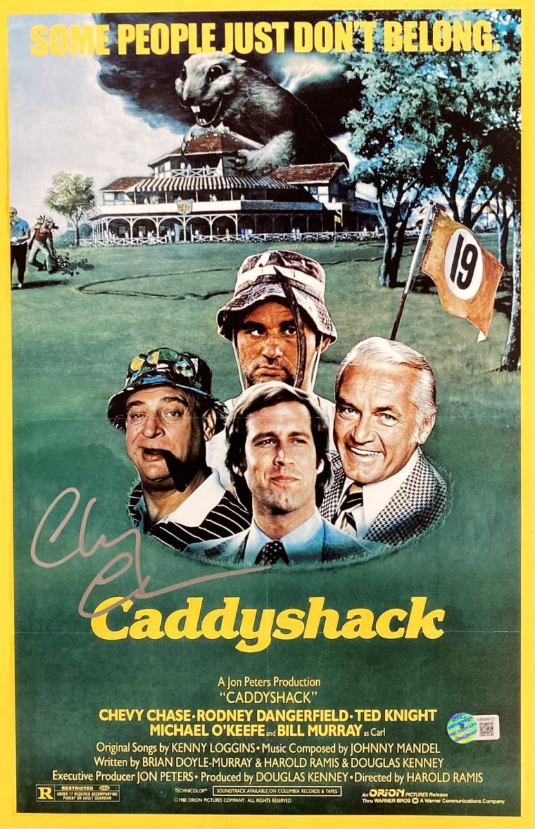 Chevy Chase Autographed Caddyshack Movie Poster - 11x17 Silver Signed Photo - Perfect for Movie Memorabilia Collectors & Home Theater Decor