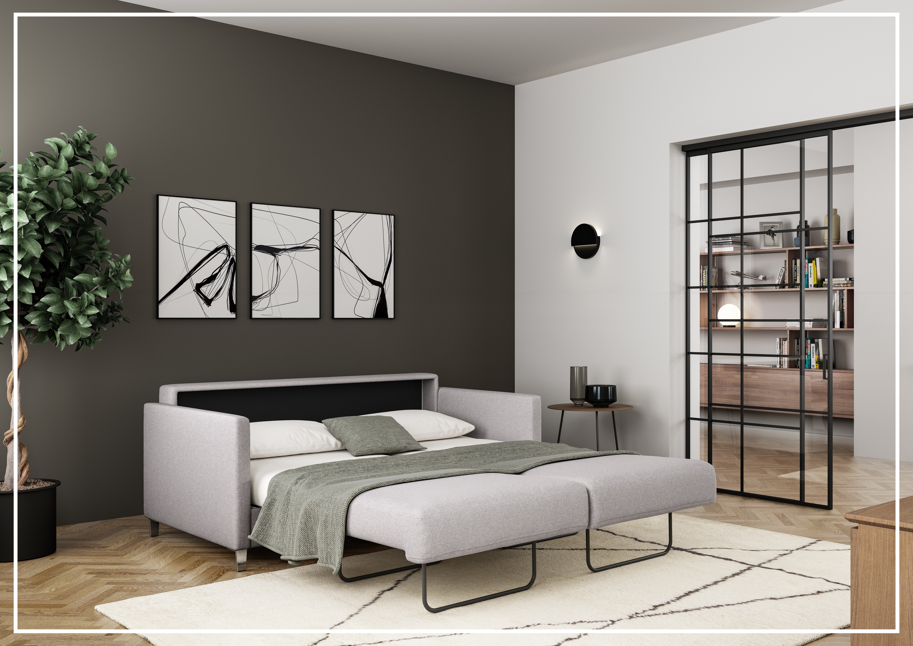 Luonto Elfin Fabric Sleeper Sofa with Nest Mechanism - Convertible 3-in-1 Space Saving Sofa Bed for Small Apartments, Guest Rooms & Home Offices | Perfect for Overnight Guests, Studio Living & Multi-Functional Spaces