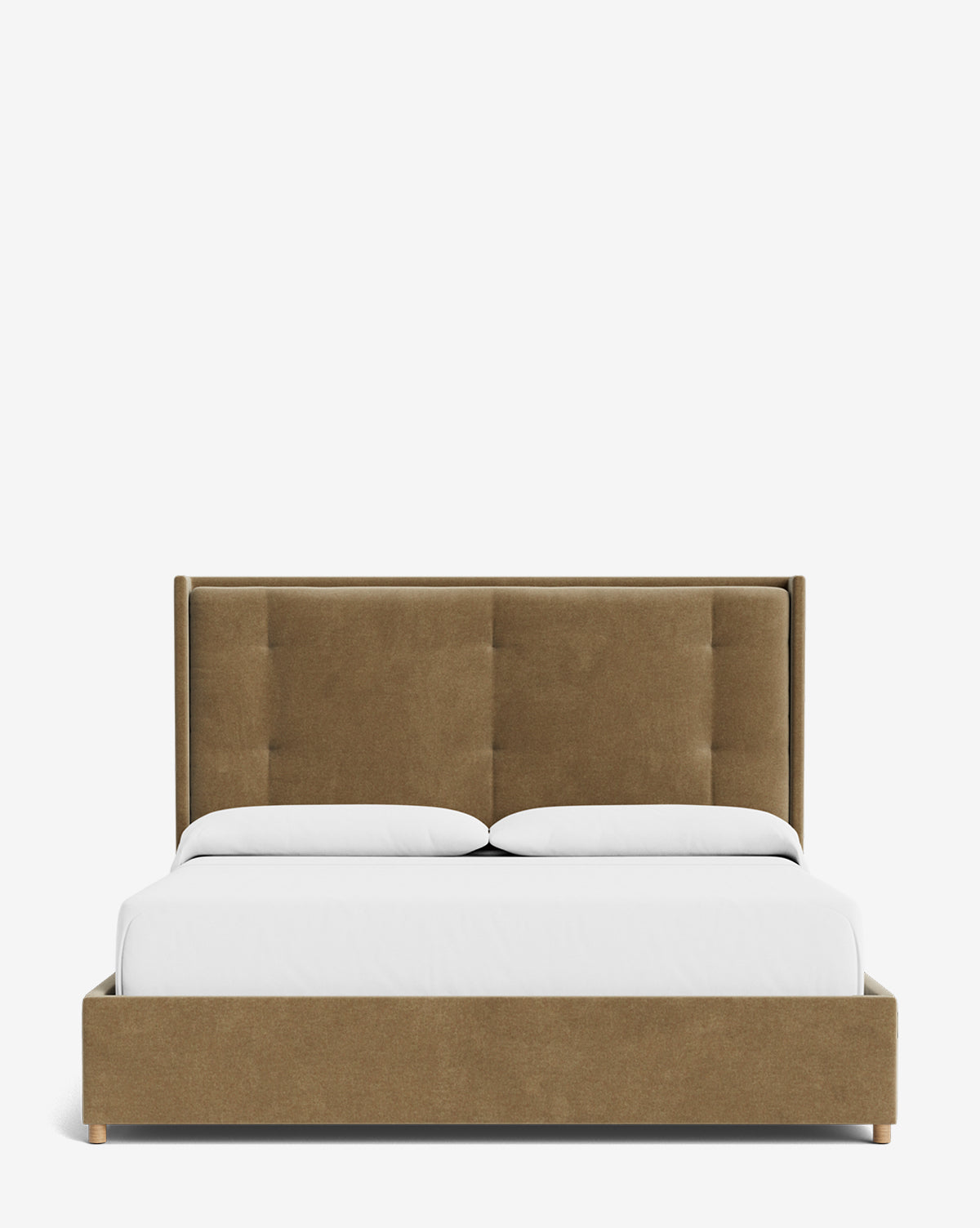 Luxury Ria Upholstered Bed Frame - Queen Size Platform Bed with Soft Fabric Headboard - Modern Bedroom Furniture for Master & Guest Rooms