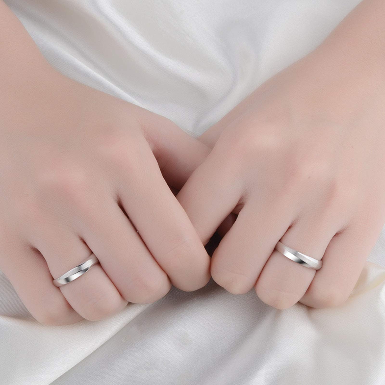 Personalized Promise Rings Set for Couples - 925 Sterling Silver Adjustable Rings for Women & Men - Perfect for Anniversaries, Engagements & Romantic Gifts