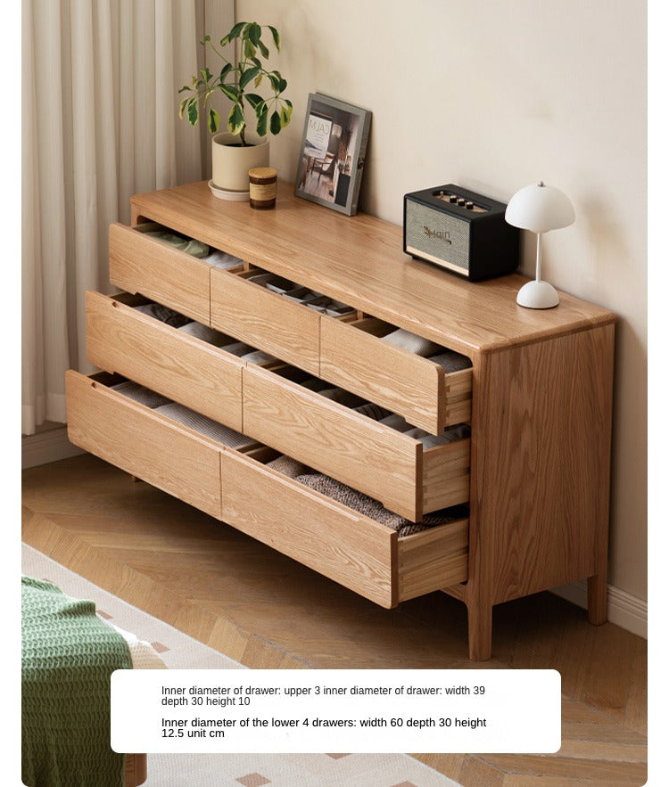 Solid Oak Wood Seattle Wide Chest of Drawers - 6-Drawer Dresser for Bedroom Storage & Organization | Perfect for Home, Office, or Dorm Room Furniture