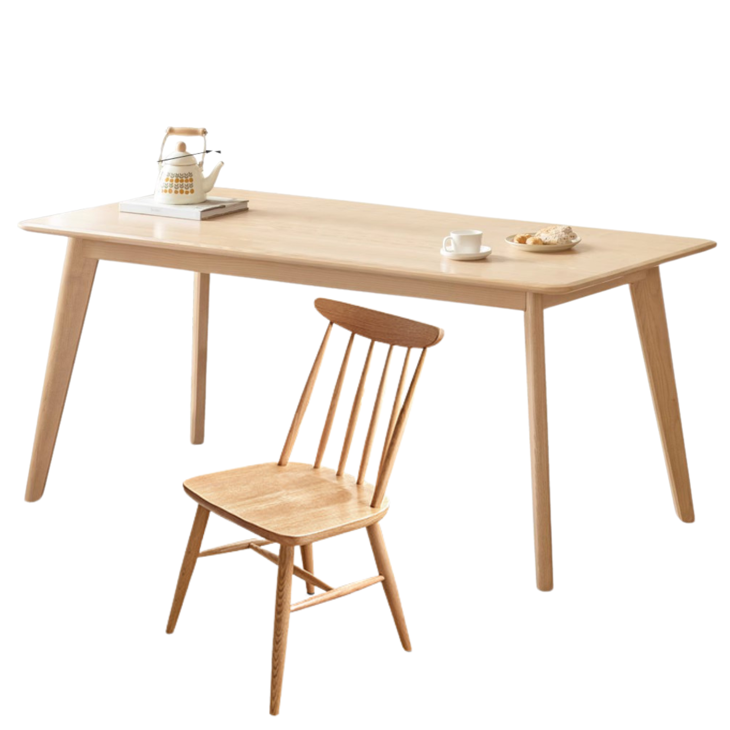 70.8x33.4x29.5 inch / 180x85x75.8 cm / Natural Wood Color / Ash Dining table + 4 chairs