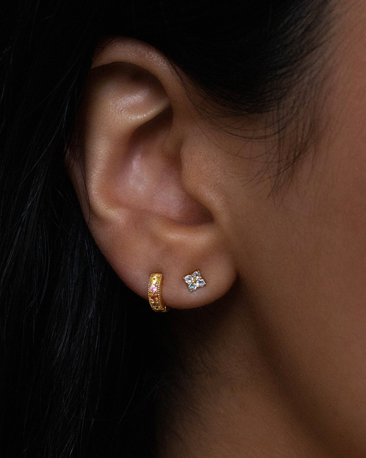Multi Sapphire Pave Mini Huggie Hoop Earrings - Dainty & Elegant Jewelry for Women - Perfect for Everyday Wear, Parties & Special Occasions