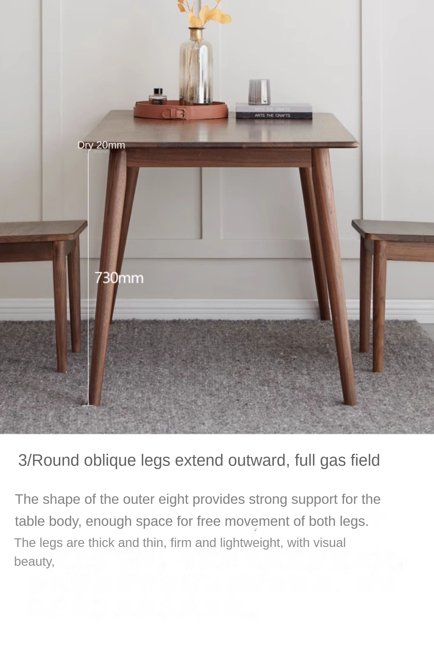 Premium Black Walnut & Ash Solid Wood Rectangular Dining Table - Handcrafted Rustic Farmhouse Style for Dining Room, Kitchen, or Open Concept Living Space
