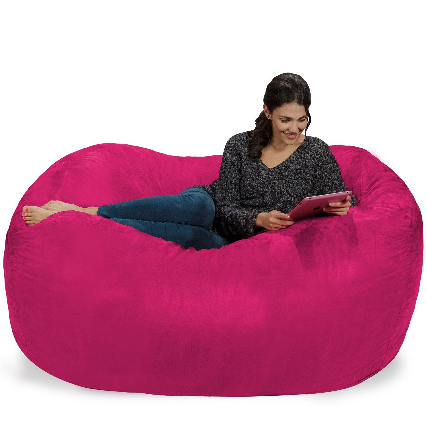 Chill Sack 6' Memory Foam Bean Bag Chair - Oversized Lounger with Soft Microfiber Cover (Pink) - Perfect for Living Rooms, Game Rooms & Dorm Relaxation