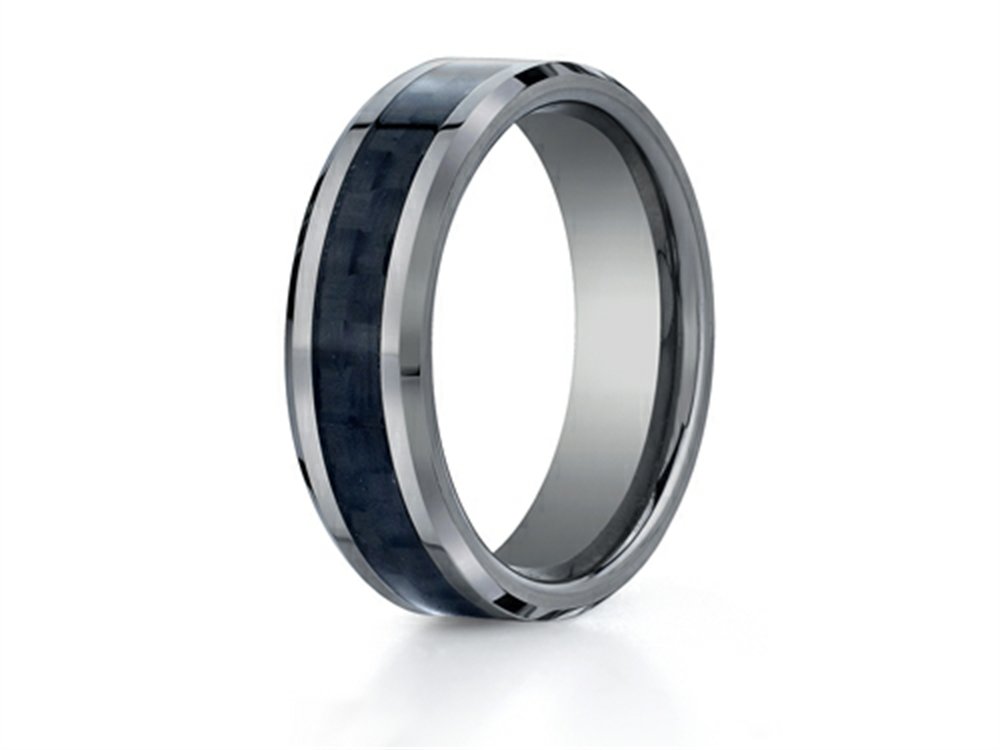 7mm Tungsten Wedding Band with Carbon Fiber Inlay - Durable & Scratch-Resistant Ring for Men, Perfect for Engagements, Weddings, and Everyday Wear