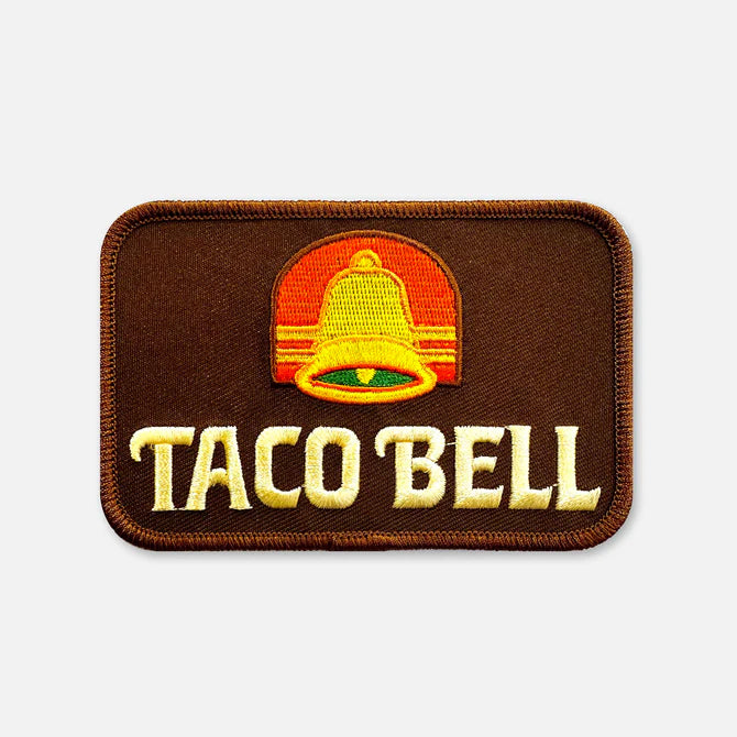 Vintage Taco Bell Embroidered Patch - Brown Retro Fast Food Collectible for Jackets, Hats & Backpacks - Perfect for DIY Crafts & Nostalgic Fashion