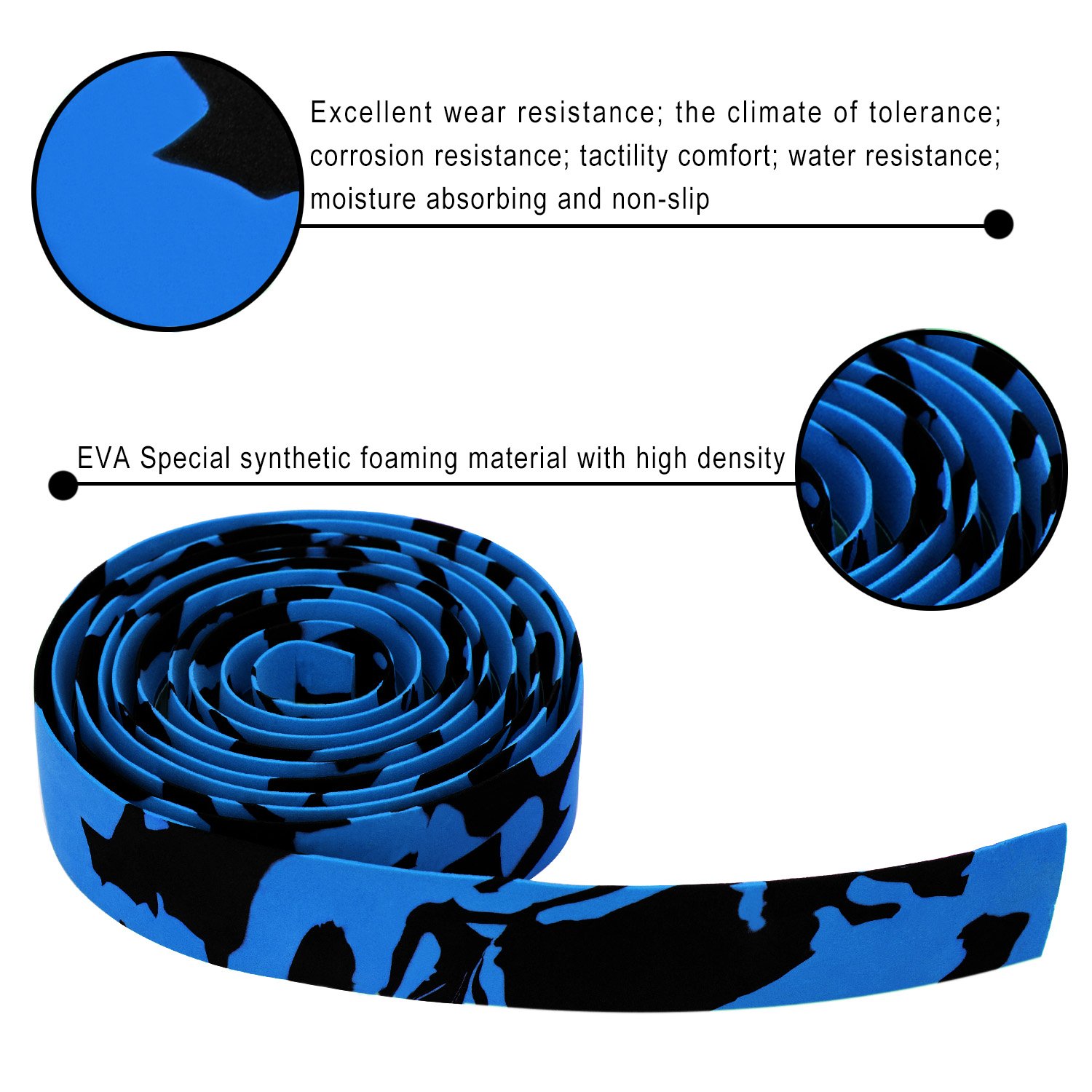 Premium Comfort GEL Road Bike Handlebar Tape - EVA Foam Cycling Grip with Reflective Bar Plugs (Camouflage Series) | Ideal for Long-Distance Riding & Urban Commuting