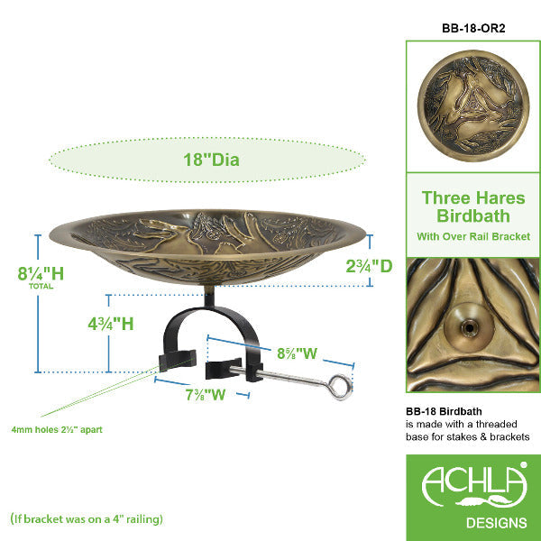 Three Hares Birdbath - Outdoor Garden Decoration for Birds, Perfect for Backyard, Patio & Wildlife Habitat