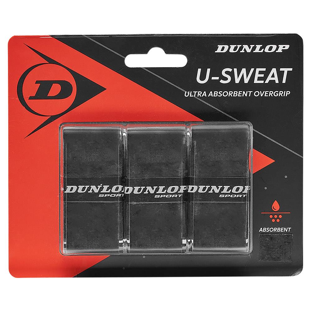 Dunlop U Sweat Overgrip 3 Pack - Premium Tennis Racket Grip Tape for Better Sweat Absorption & Control - Perfect for Tennis, Badminton & Racquetball Players