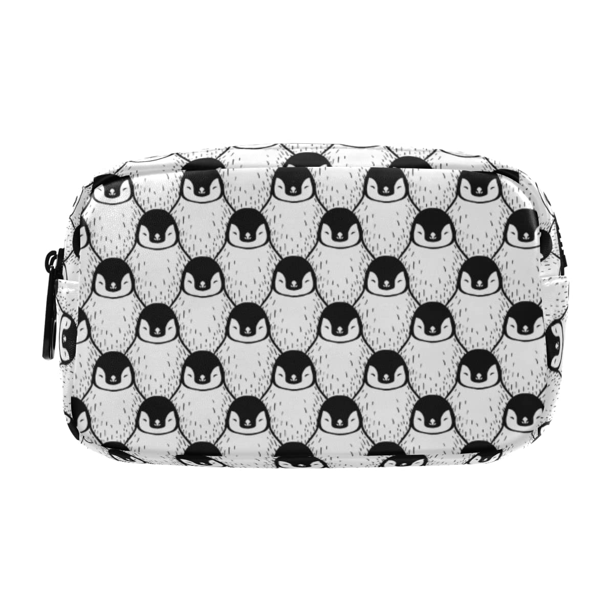 Cute Penguin Print Leather Pencil Case with Zipper - 2 Compartment Pen Pouch for Women & Girls, Makeup Bag & Toiletry Organizer - Perfect for School, Office, Travel & Daily Essentials Storage