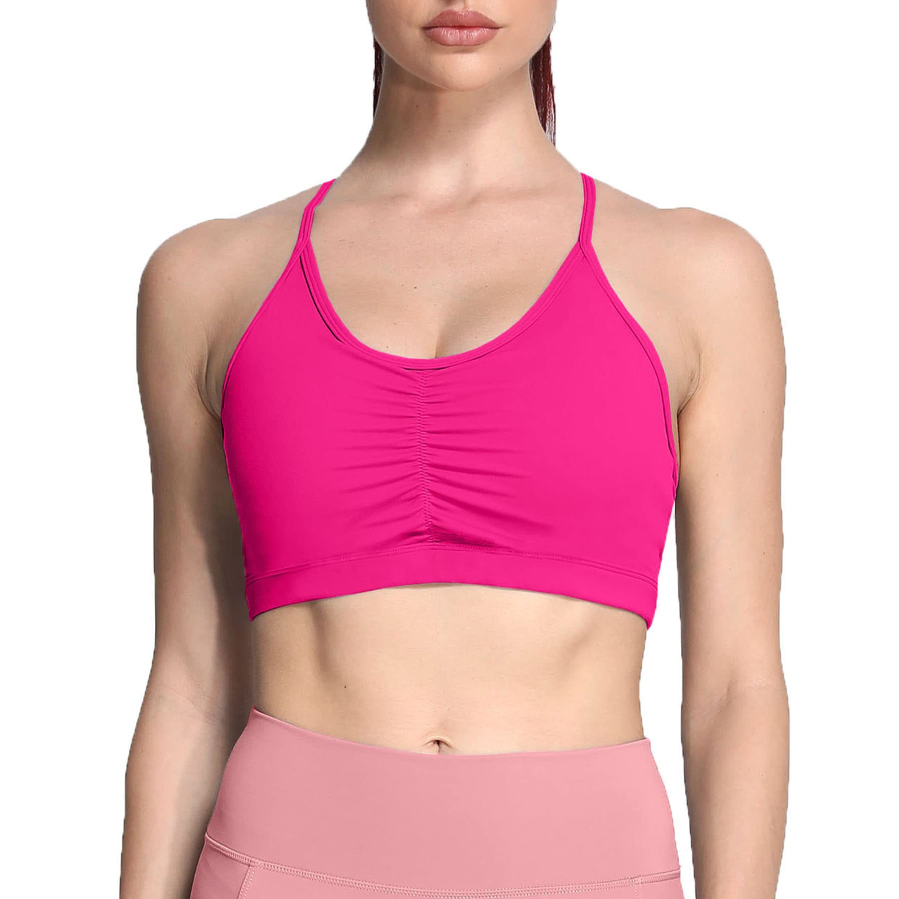 Aoxjox Women's Sports Bras - Workout Fitness Cross Back Yoga Crop Top for Running, Gym & Training - Comfortable Ruched Design for Active Lifestyles