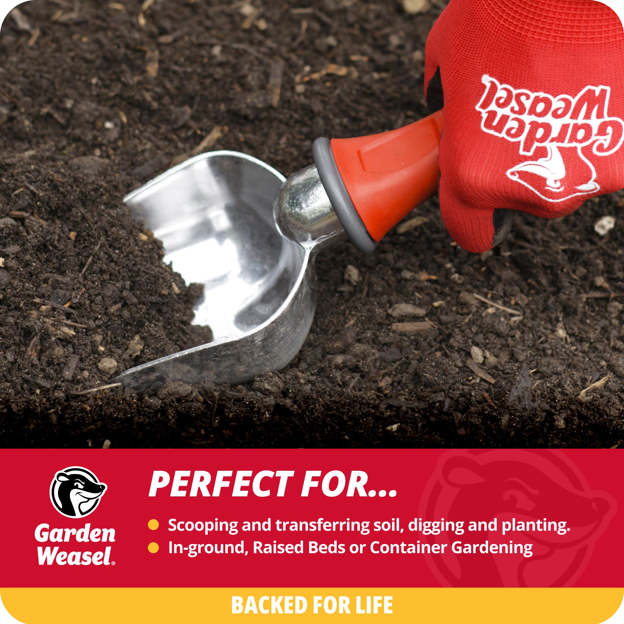 **Garden Weasel Heavy Duty Potting Scoop - Oversized Soil Digger & Transporter, Durable Mini Gardening Shovel for Planting, Transplanting & Gardening Tools (Model 91362) - Perfect for Raised Beds, Pots & Outdoor Planting**