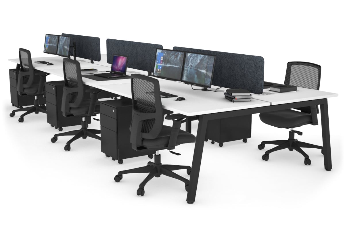 Quadro 6-Person Office Workstation Desk - 1400L x 800W with Cable Management - Perfect for Team Collaboration & Open Office Spaces