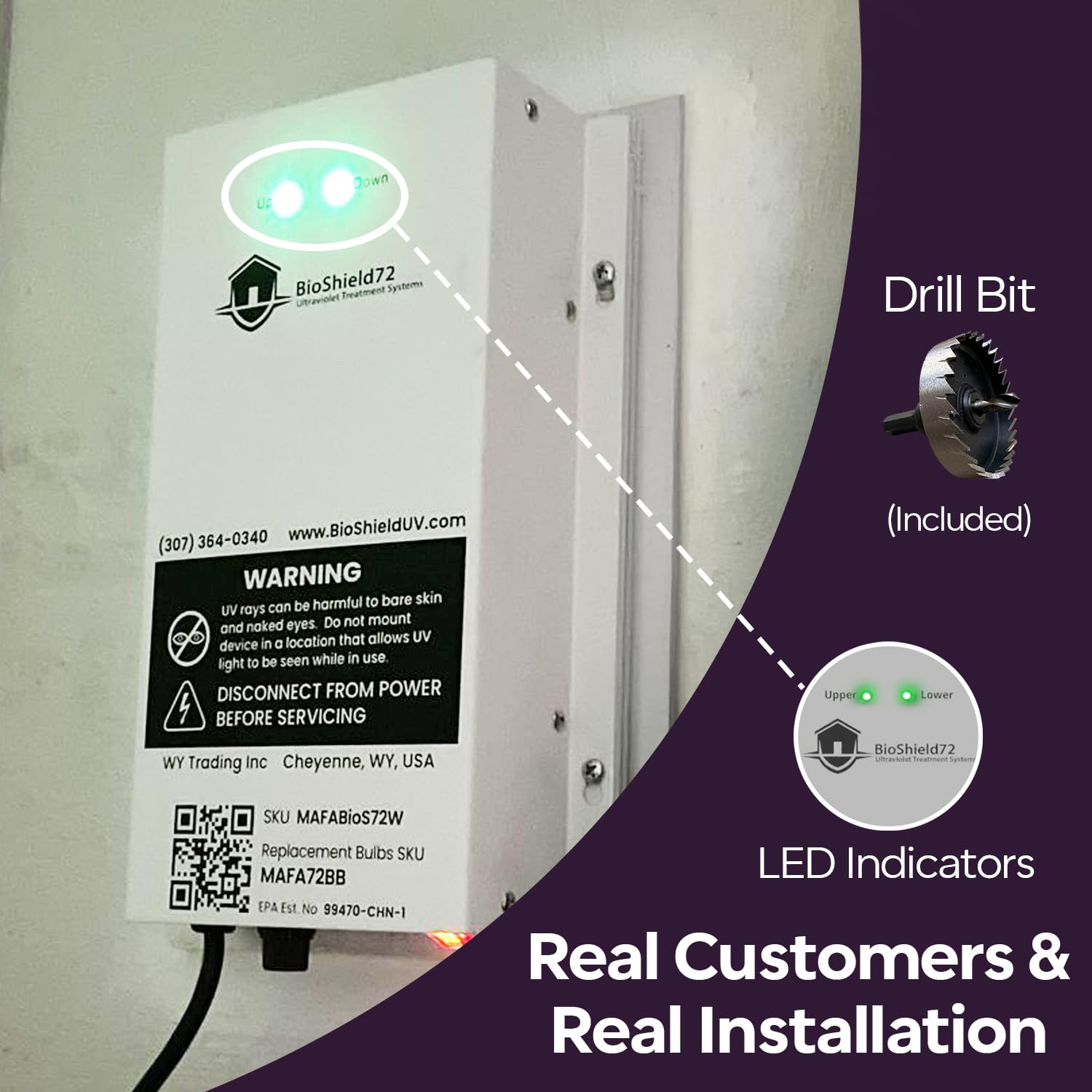 BioShieldUV® 72W HVAC UV Light Air Purifier Bulb - Dual UVC Lamp for Air Conditioner & Duct Filter | Whole House Air Purification System | Eliminates Mold, Bacteria & Viruses | Ideal for Home, Office & Commercial HVAC Systems