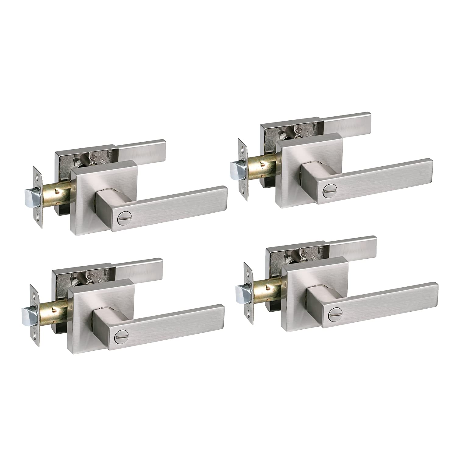 NEWBNAG Heavy Duty Satin Nickel Door Lever - Privacy Bathroom & Interior Door Lock Handle for Bedroom, Bathroom, and Home Security | Perfect for Residential Homes, Apartments, and Commercial Spaces