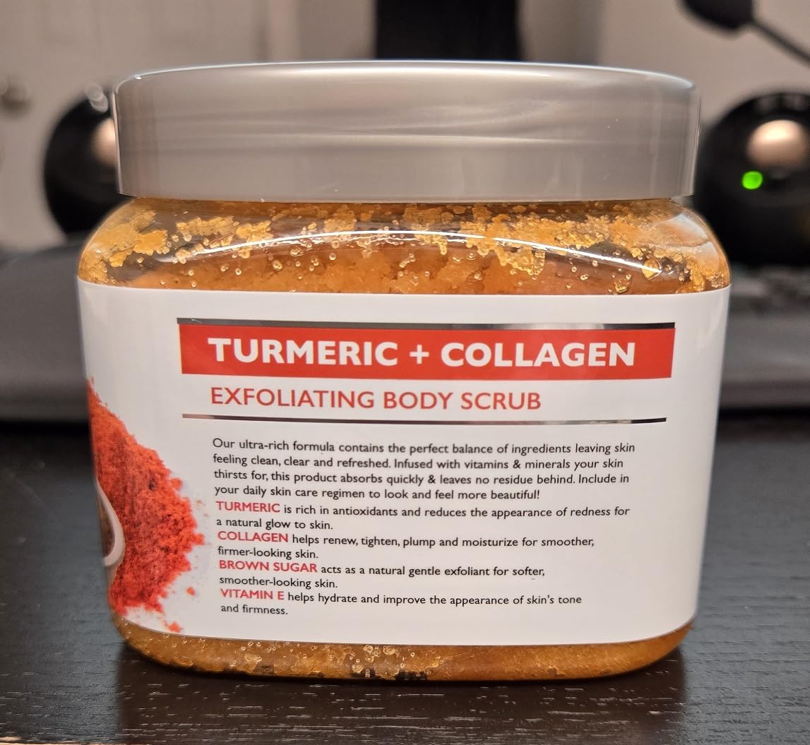 Spascriptions Turmeric Body Scrub 21 oz - Exfoliating & Moisturizing for Smooth Skin - Perfect for Spa Day & Self-Care Routine