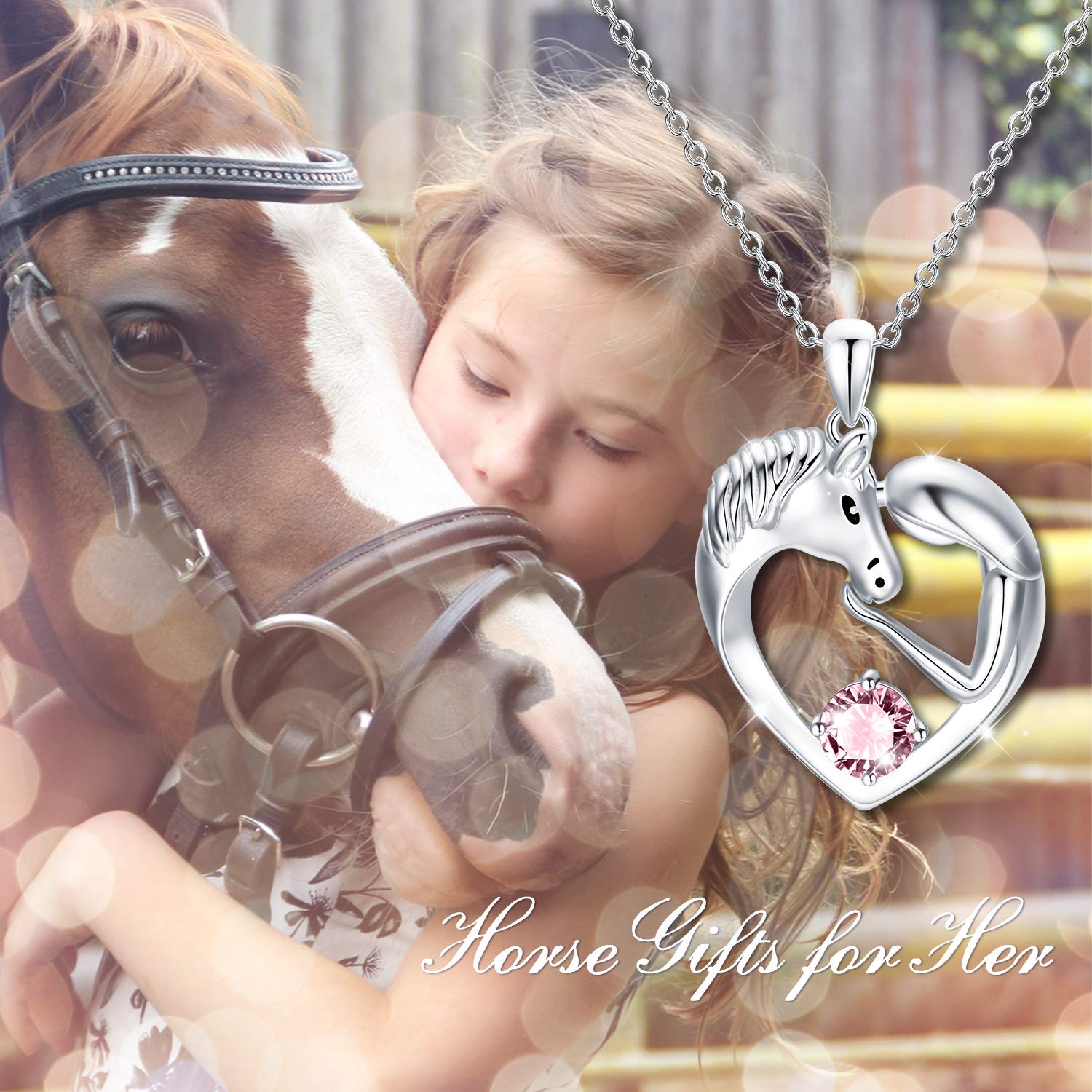 Sterling Silver Horse Necklace with Birthstone - Elegant Jewelry Gift for Women - Perfect for Equestrian Lovers & Special Occasions