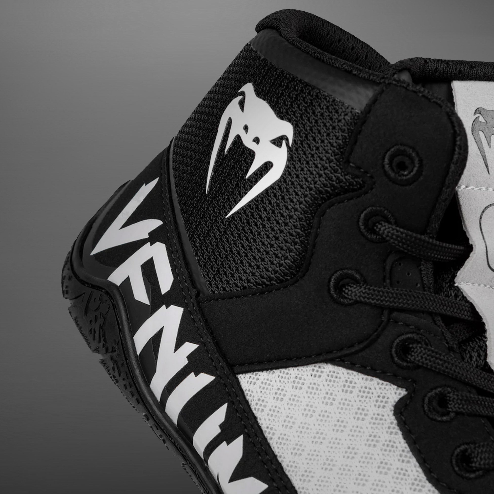Venum Elite Wrestling Shoes for Men & Women - High-Performance Black/White Grappling Shoes for MMA, BJJ & Wrestling Training