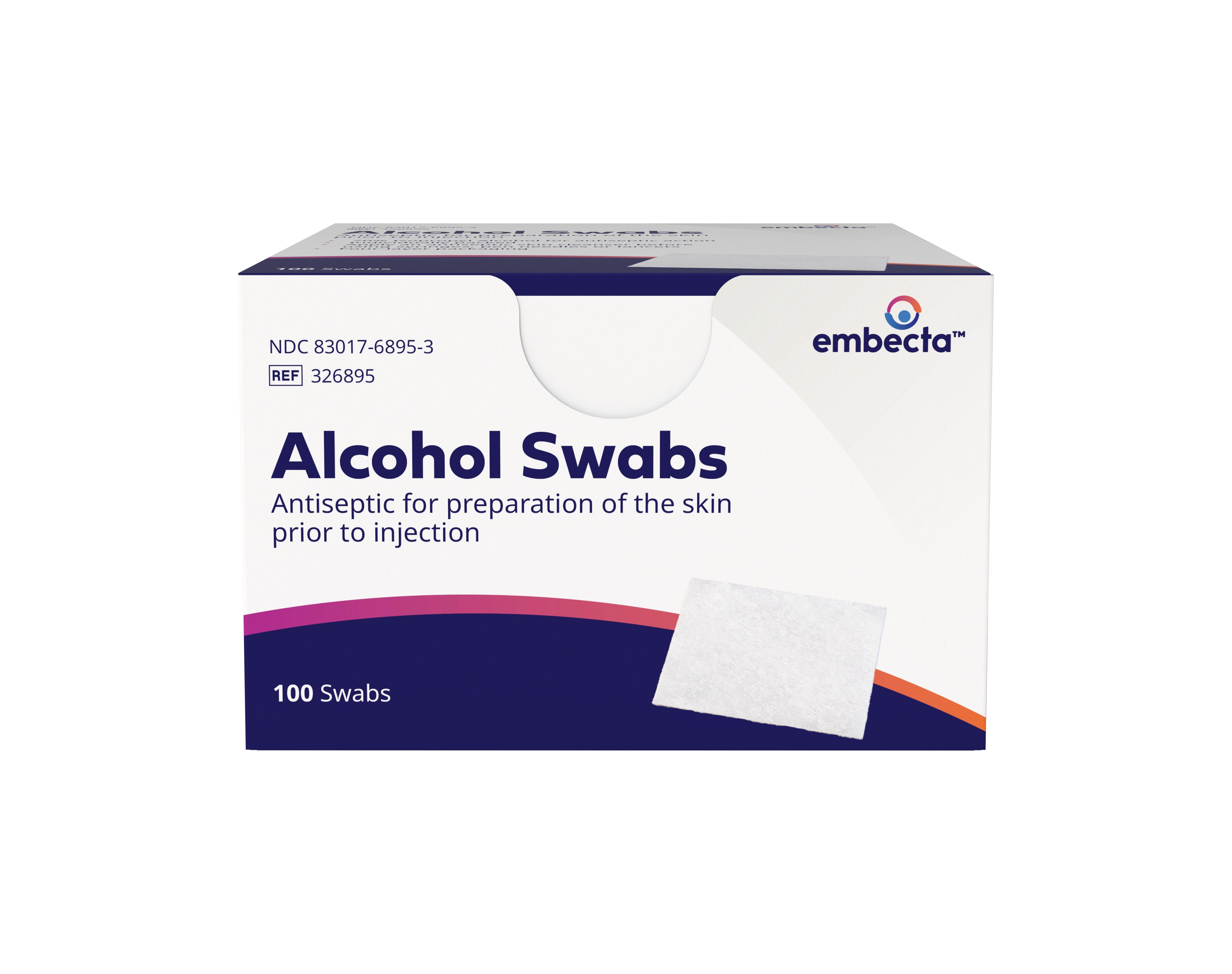 Embecta 70% Isopropyl Alcohol Prep Pads - 100 Count, 1 x 3/4 Inch Individually Wrapped Non-Sterile Wipes for First Aid, Medical Use & Skin Disinfection - Perfect for Home, Office, Travel & First Aid Kits