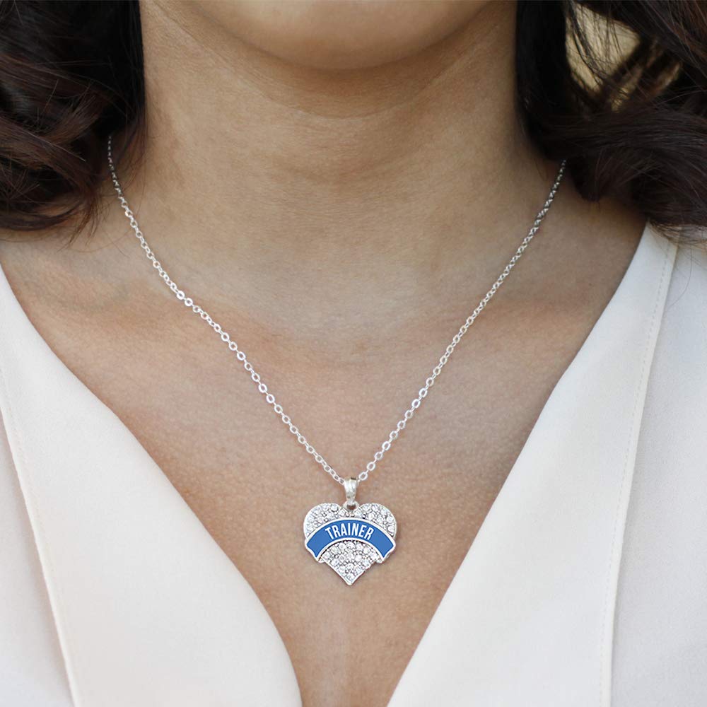 Inspired Silver - 18 Inch Sterling Silver Pave Heart Charm Necklace with Cubic Zirconia, Perfect for Valentine's Day Gifts, Anniversary Presents & Romantic Occasions