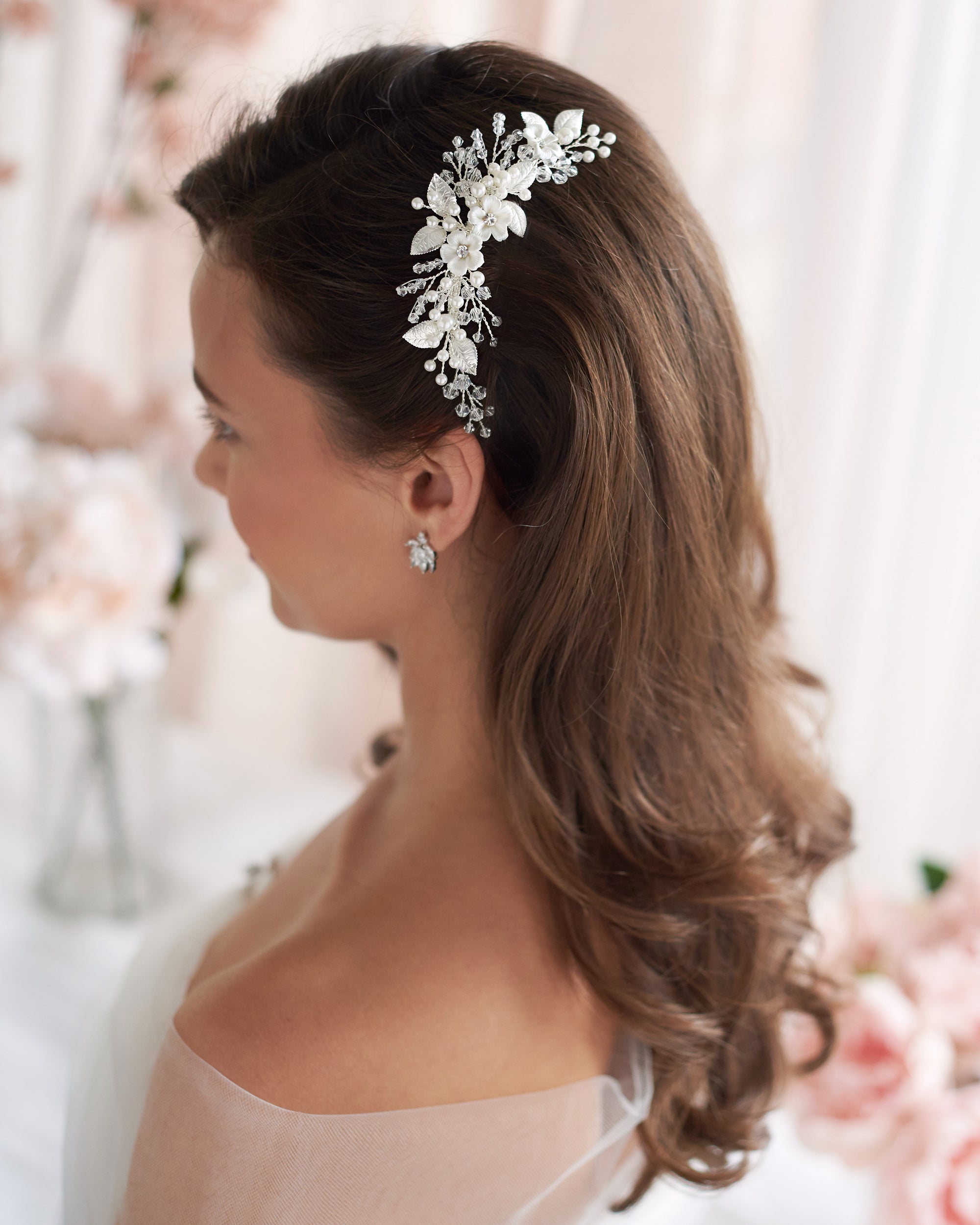 Josette Floral Hair Comb - Elegant Bridal Hair Accessory for Weddings, Prom & Special Occasions