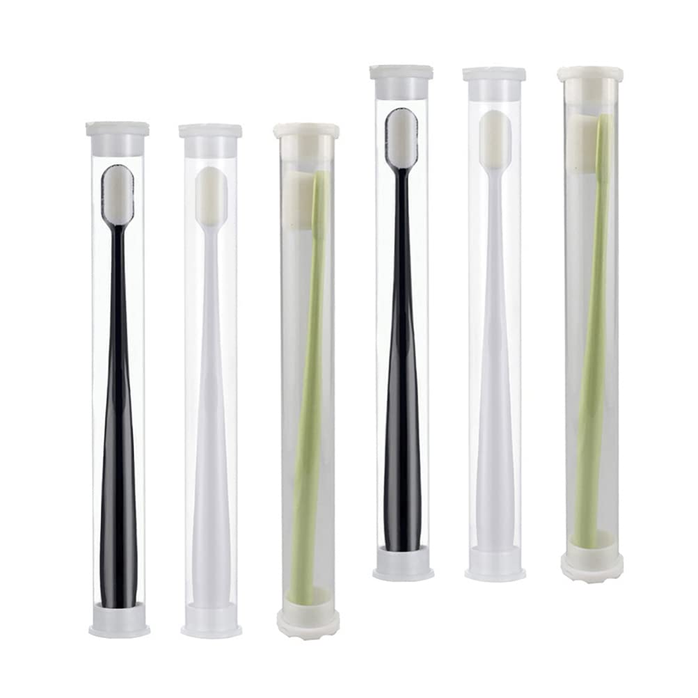 EXCEART 6-Pack Japanese Micro Toothbrush Set - Ultra-Fine Bristles, Portable Oral Care Toothbrushes for Teeth Cleaning, Flossing & Silicone Cleaning | Perfect for Travel, Home Use & Dental Hygiene