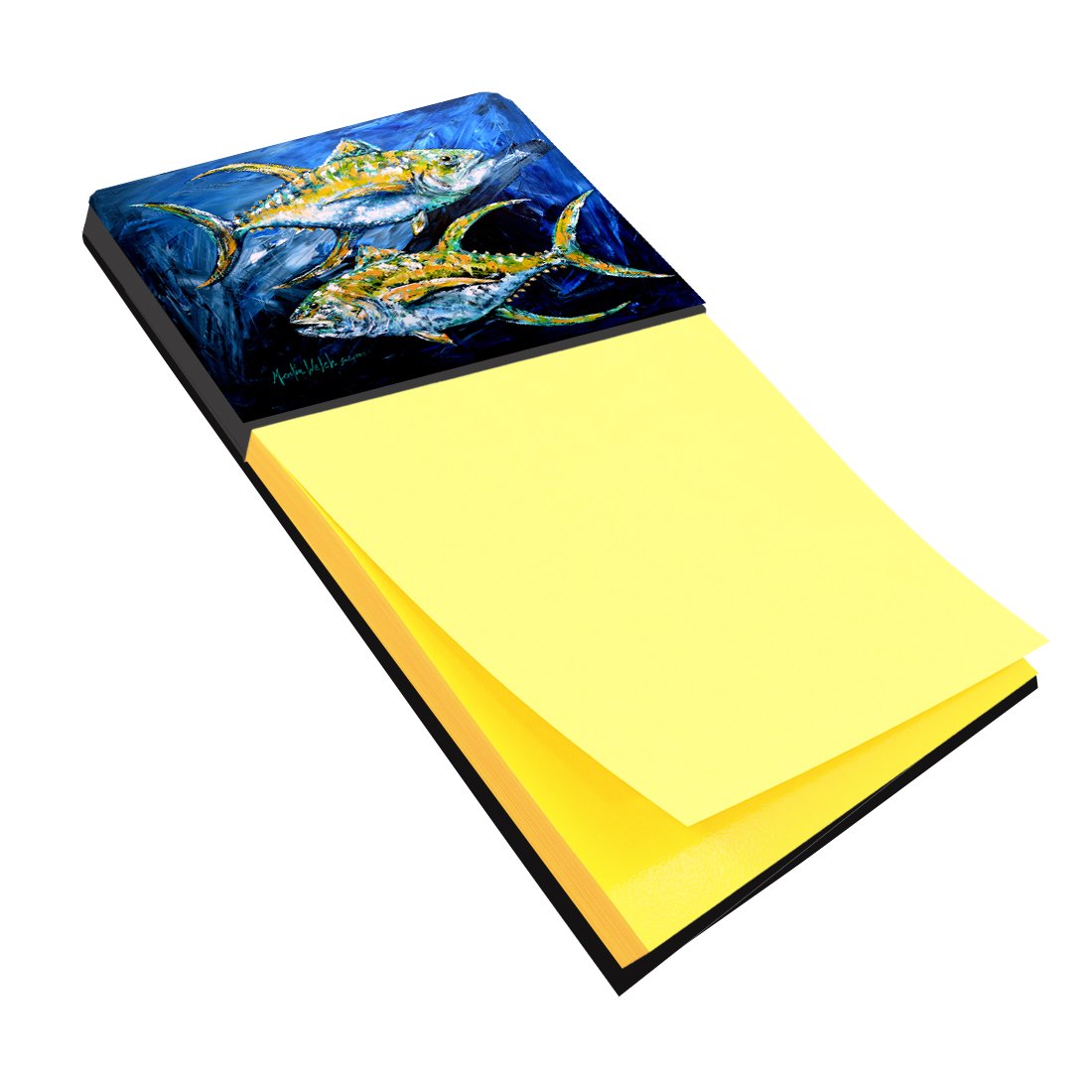 Refillable Sticky Note Holder & Post-it Dispenser - Blue Tuna Fish Design, 3.25 x 5.5 Inch, Multicolor | Perfect for Office, School & Home Organization