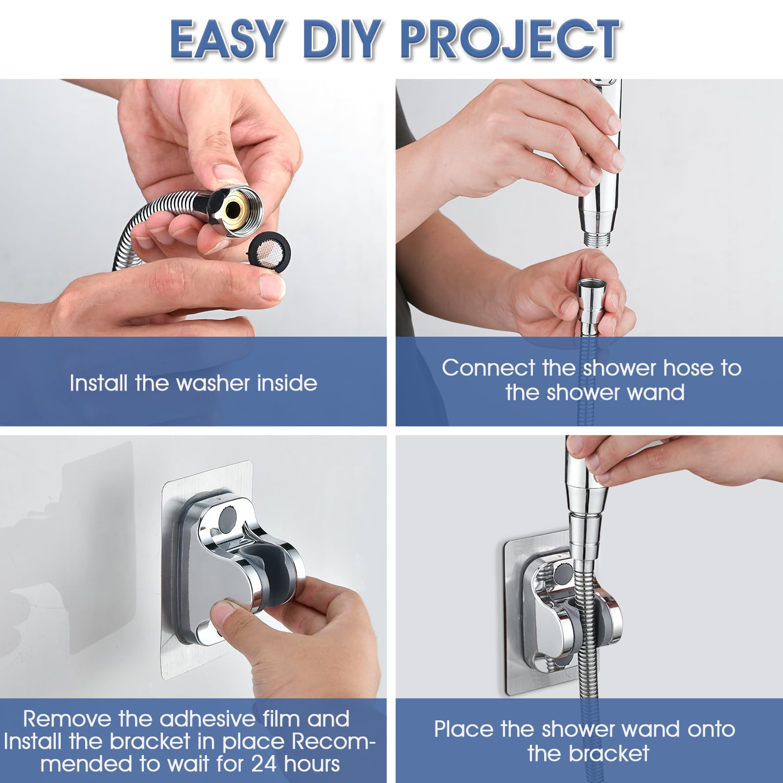 High Pressure RV Shower Head with 60 Inch Hose & On/Off Switch - 4 Settings Water-Saving Camper Shower Head Replacement - Chrome Finish for Travel Trailers & Motorhomes - Perfect for Off-Grid Camping & Boondocking