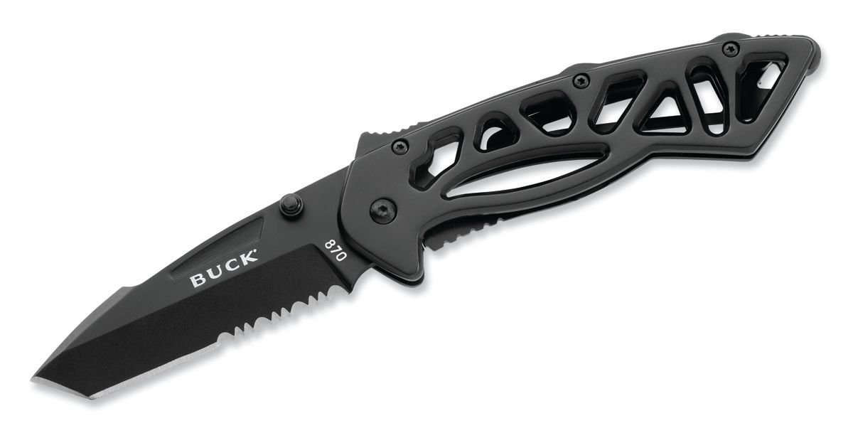 Buck Knives 0870 Bones Partially Serrated Tactical Folding Knife with Clip - EDC, Outdoor Survival, Camping & Hunting Gear
