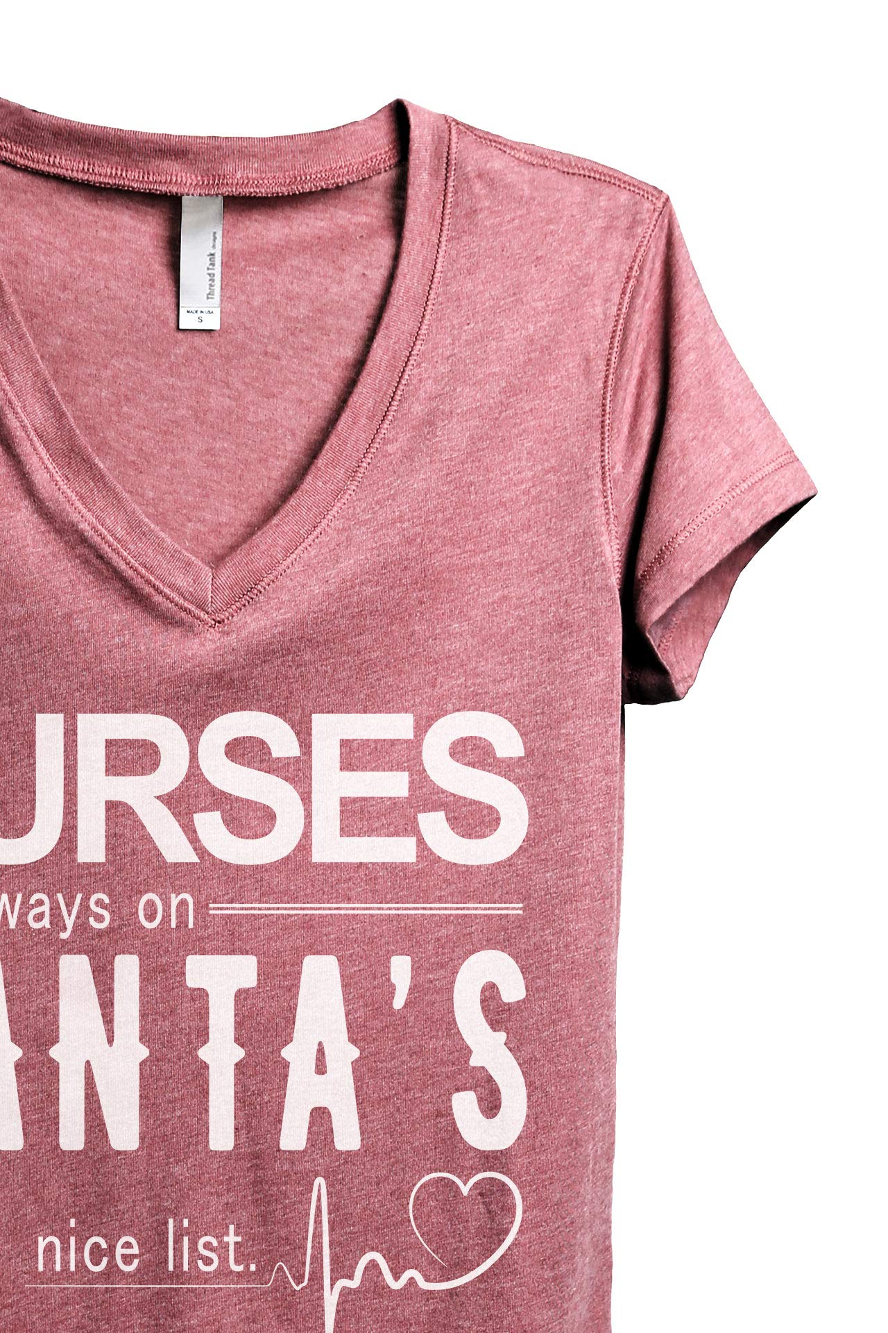 Nurses Are Always On Santa's Nice List Women's Relaxed V-Neck T-Shirt - Comfortable Casual Tee for Nursing Professionals & Healthcare Workers
