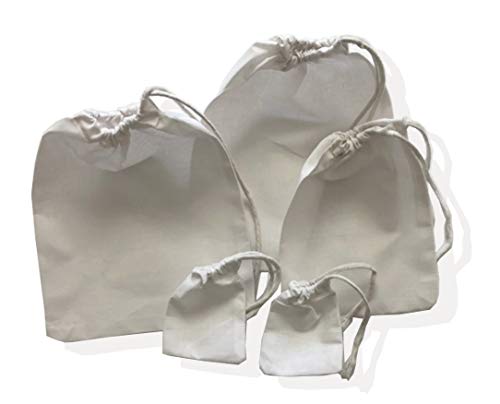 12x20 Inches White Cotton Produce Bags - Biodegradable & Reusable Drawstring Grocery Bags (Pack of 25) | Eco-Friendly Shopping, Farmers Market, Bulk Food Storage, Organic Produce Carrying