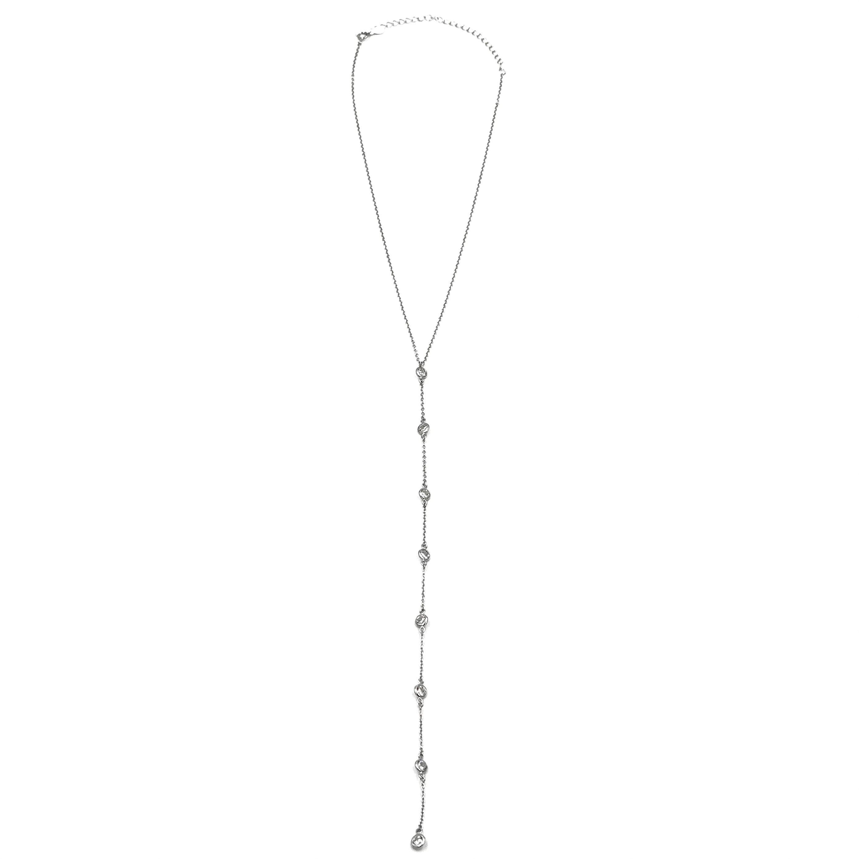 Ashley Gold Sterling Silver 8 CZ Drop Lariat Necklace for Women - Elegant Layered Pendant Chain Jewelry for Party, Wedding & Evening Wear