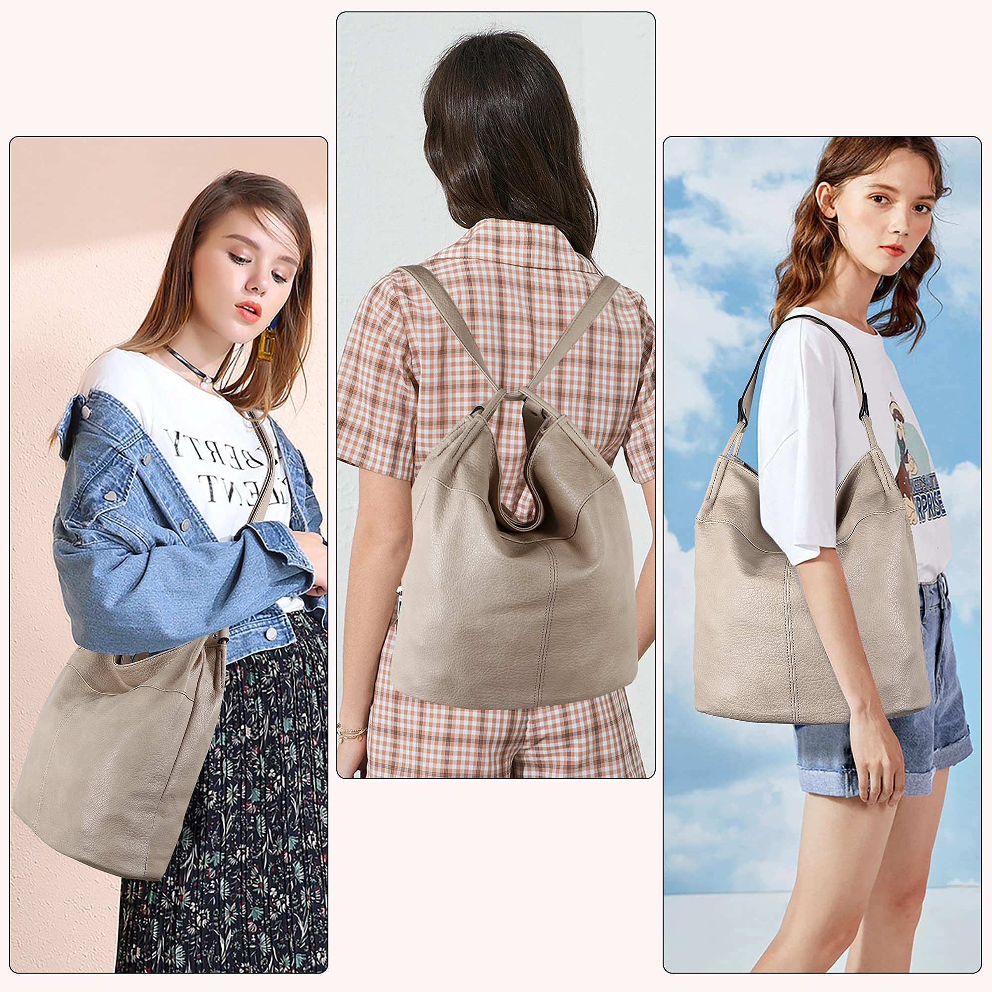 Stylish Convertible Backpack Purse for Women - Crossbody Shoulder Bag & Handbag in Apricot | Perfect for Travel, Work & Everyday Use