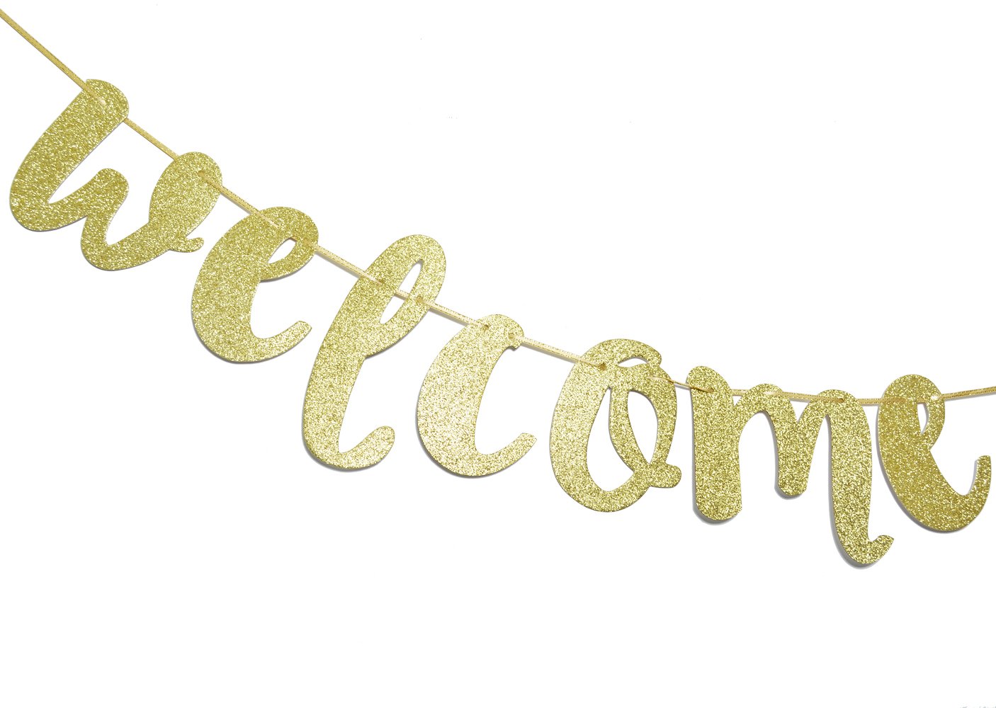 Welcome Back Gold Glitter Hanging Sign Banner - First Day of School Decorations, Classroom Door Decor, Back to School Party Supplies | Perfect for Bulletin Boards, Teacher Gifts & School Events