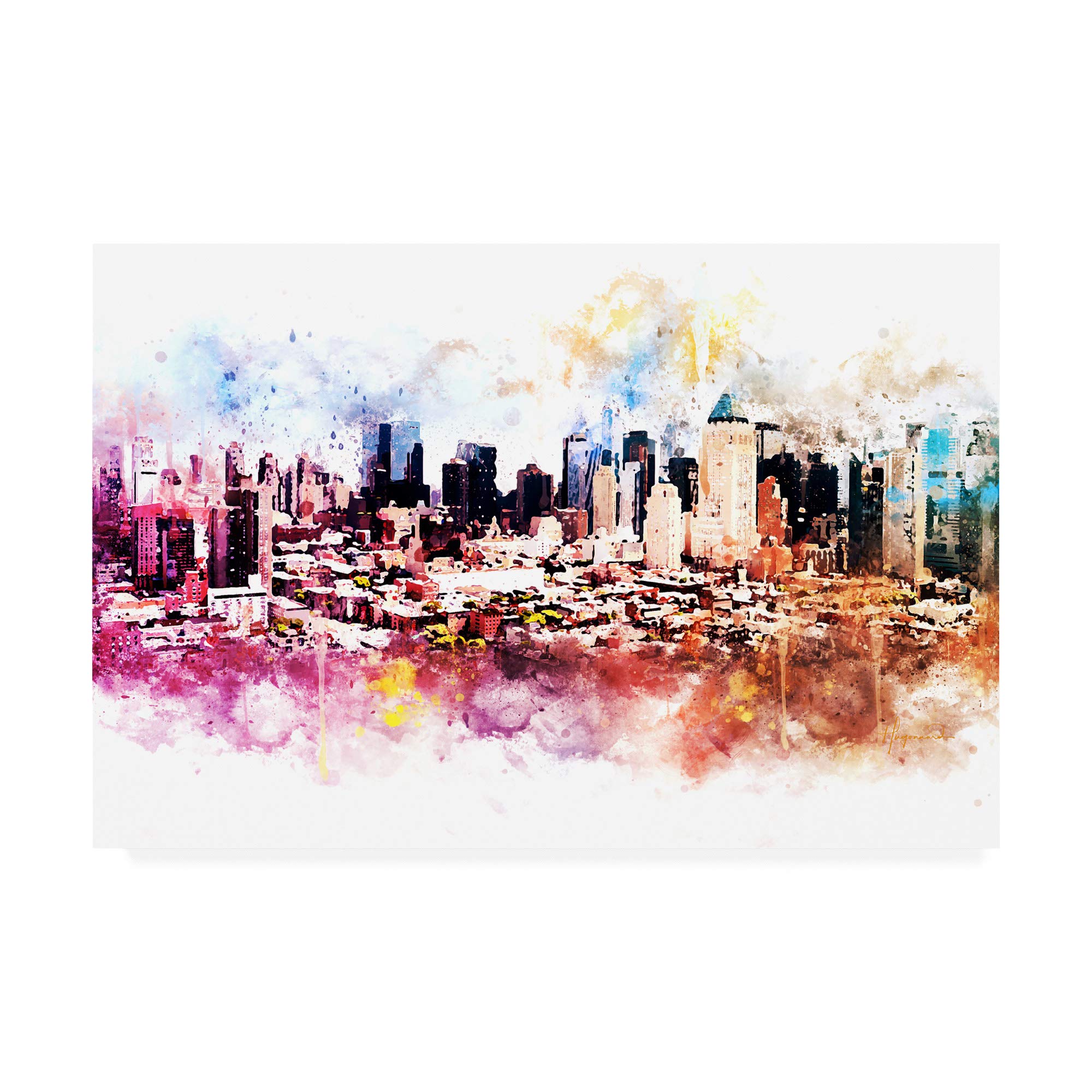 Philippe Hugonnard Hells Kitchen NYC Watercolor Painting - 30x47 Inch Fine Art Print for Home & Office Wall Decor | Modern Cityscape Wall Art for Living Room, Bedroom or Office