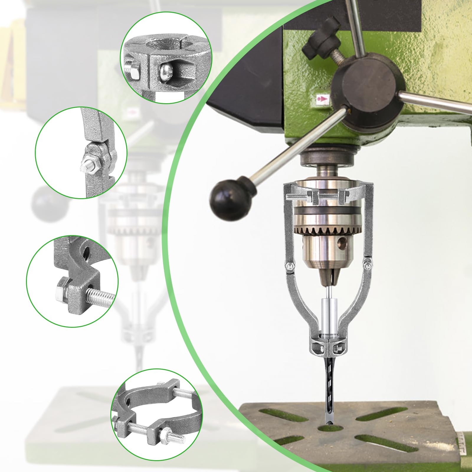 Square Hole Drill Bit Adapter with Screw Reinforcement - Woodworking Mortising Attachment for Drill Press & Tenon Tools | Perfect for Cabinet Making, Furniture Joinery & DIY Wood Projects