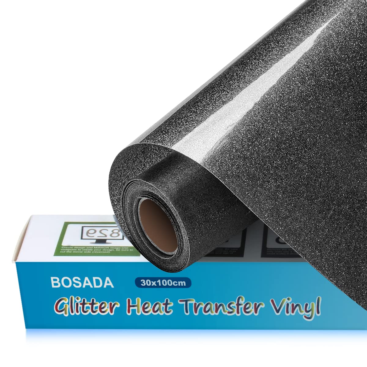 Black Glitter Heat Transfer Vinyl Roll 12