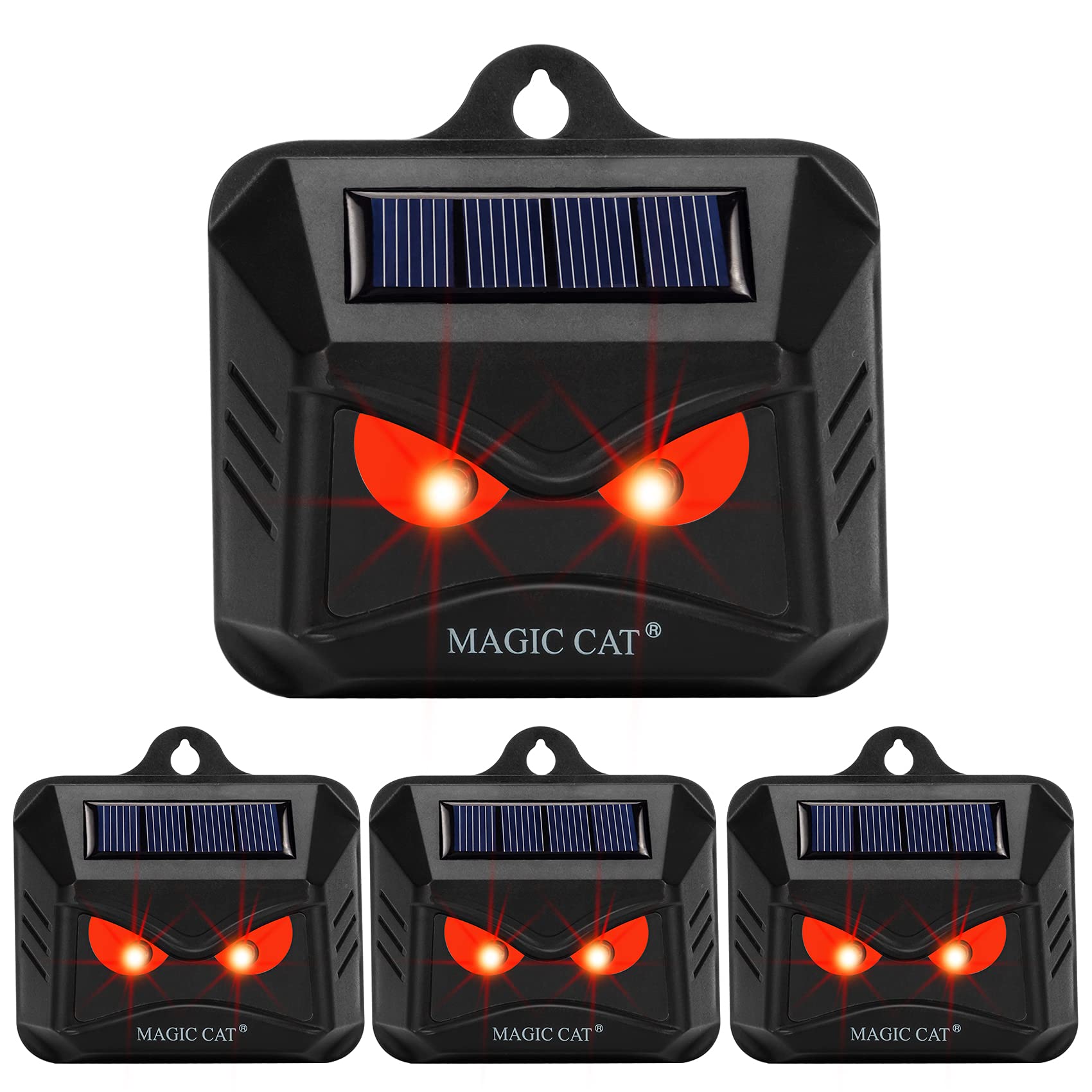 4 Pack Solar-Powered Animal Repeller for Outdoor Use - 2024 Ultrasonic Pest Deterrent with Flashing Red Lights, Waterproof Design for Skunks, Deer, Coyotes, Raccoons & Squirrels - Ideal for Gardens, Yards, Farms & Chicken Coops Protection