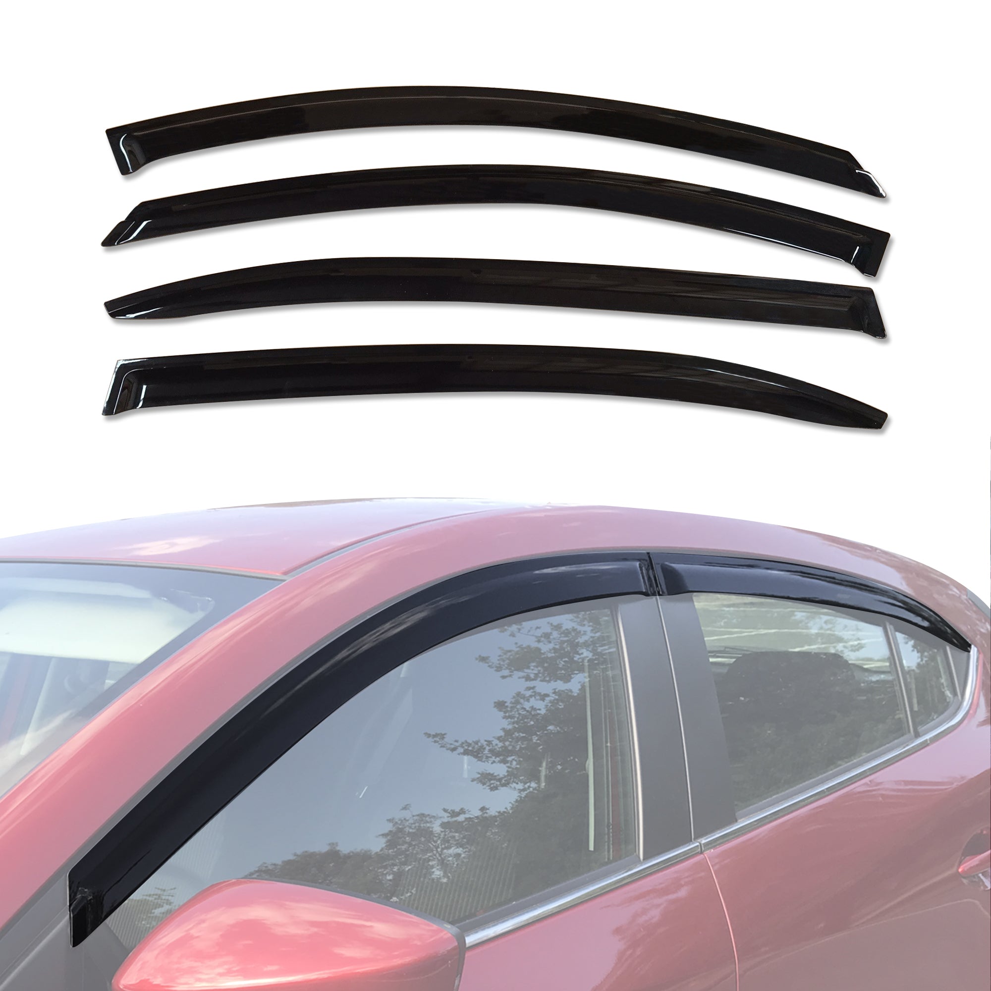 Weather Shields for Mazda 3 Hatchback 2013-2019 BM BN Series - Durable Injection Molded Rain Guards for Car Windows - Perfect for Rainy Days & Highway Driving