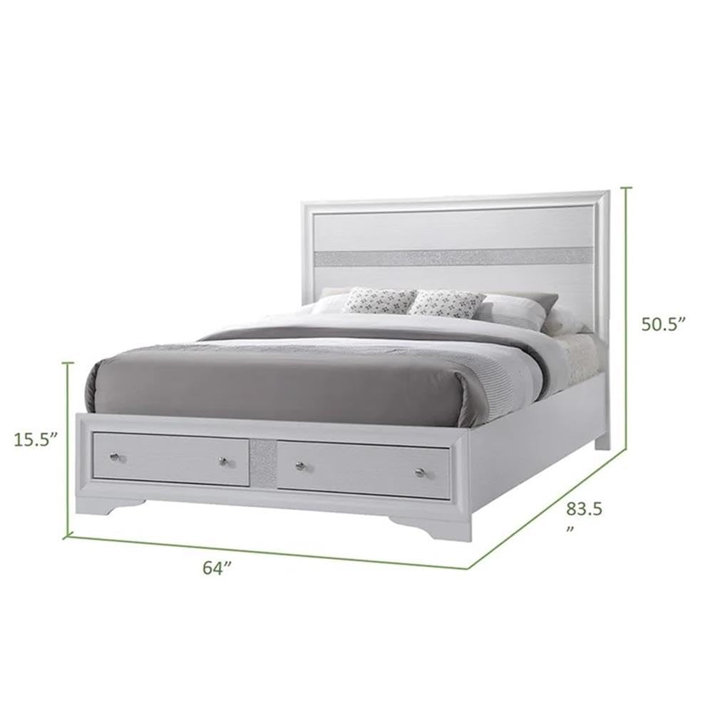 Matrix Traditional Style White Wooden Queen Size Storage Bed - Perfect for Small Bedrooms & Guest Rooms