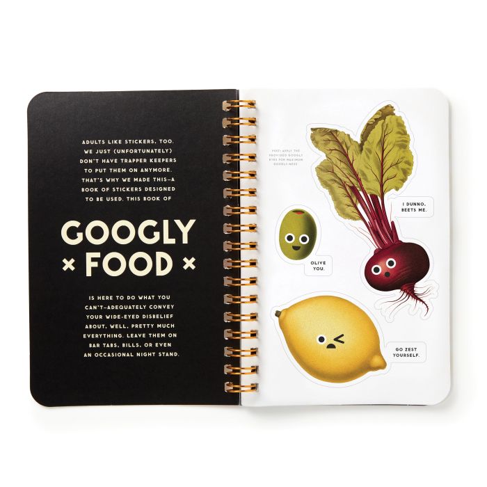 Brass Monkey Googly Food Sticker Book for Kids - Fun Educational Activity Stickers for Scrapbooking, Journals & DIY Crafts - Perfect for Birthday Parties, Classroom Rewards & Creative Play