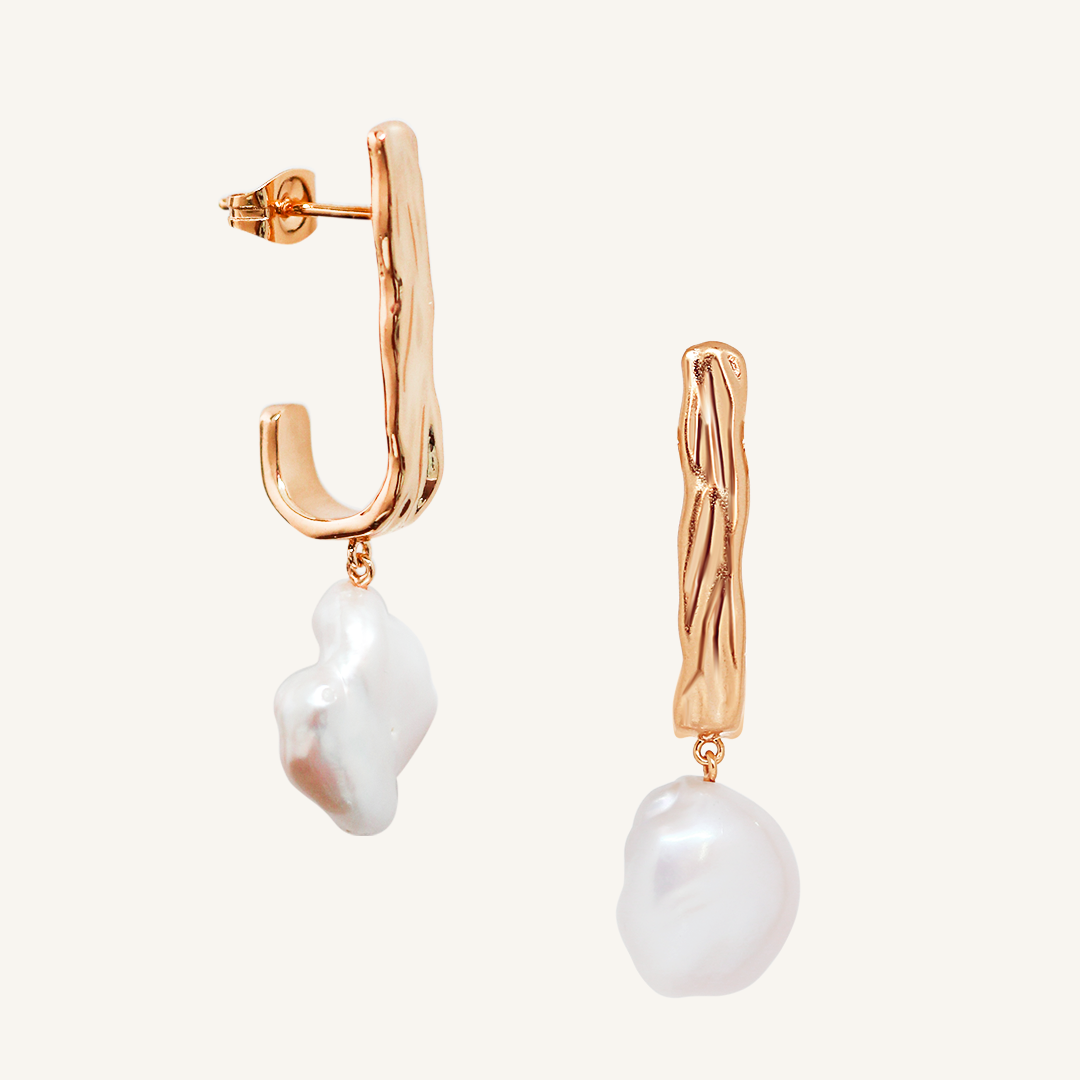 Dune Pearl Earrings for Women - Elegant Freshwater Pearl Stud Earrings - Perfect for Weddings, Parties & Everyday Wear